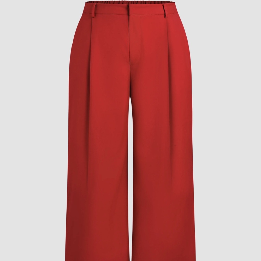 Elegant Red Wide-Leg Pants